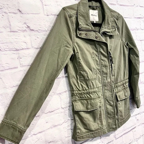 Madewell Fleet Utility Jacket Size XS Green Full Zipper Adjustable Waist - Picture 6 of 13